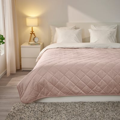 MJUKPLISTER Bedspread, light pink, 260x250 cm