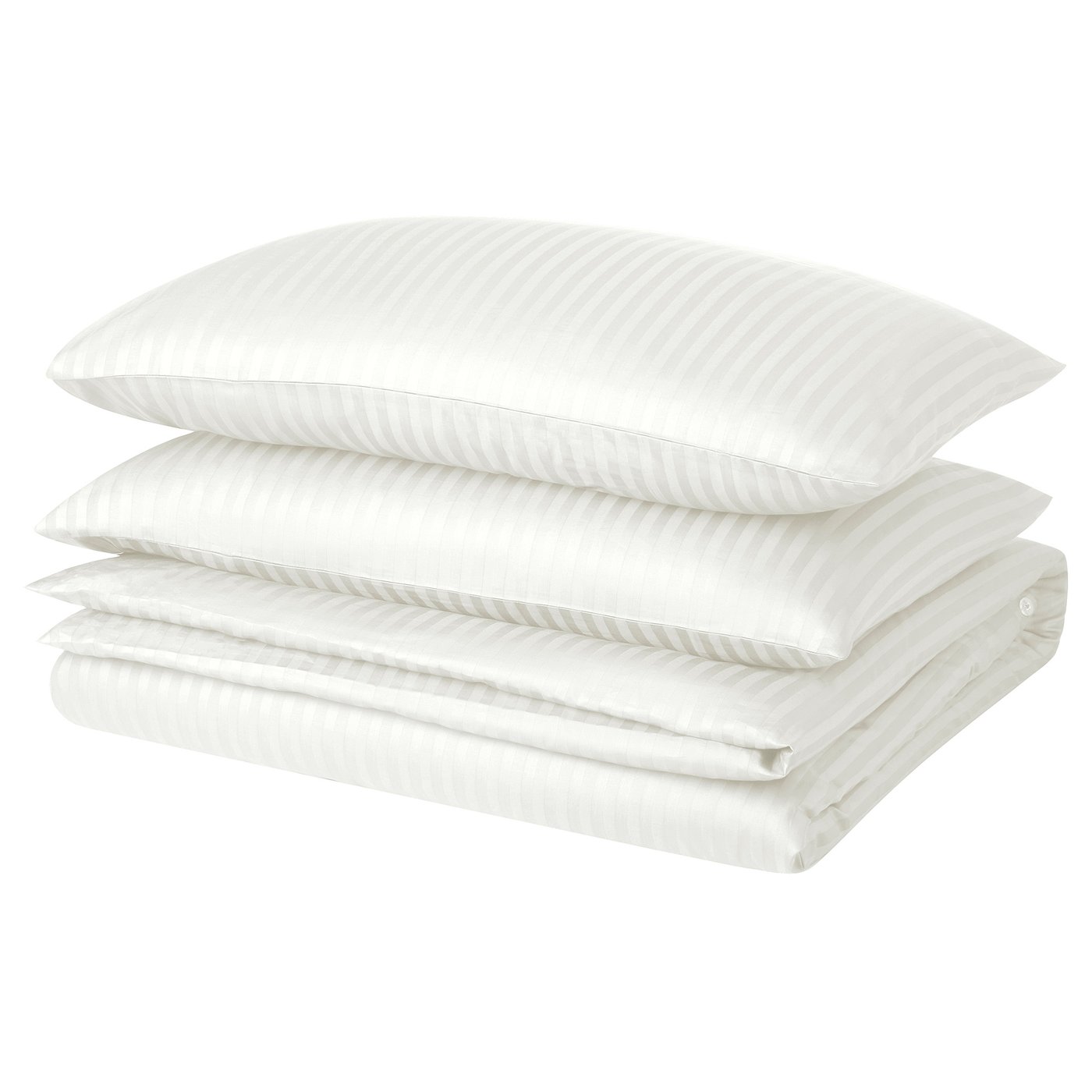 NATTJASMIN set: white striped duvet & pillowcases, cotton-lyocell blend.