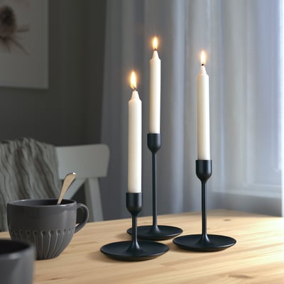 NEJLIKSYREN Unscented chandelier candle, natural, 19 cm 6 hr