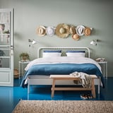NESTTUN Bed frame, white/Luröy, 140x200 cm