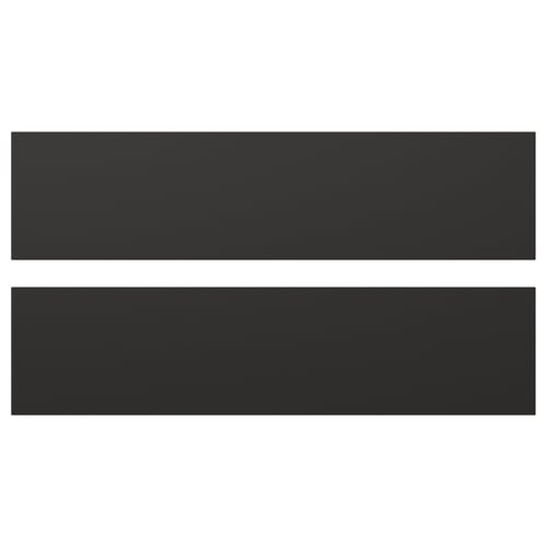 Black rectangular panels, NICKEBO fronts, stylish modern design, recycled materials.