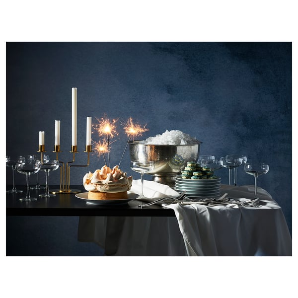 PÄRLBAND Candelabra, gold-colour, 22 cm