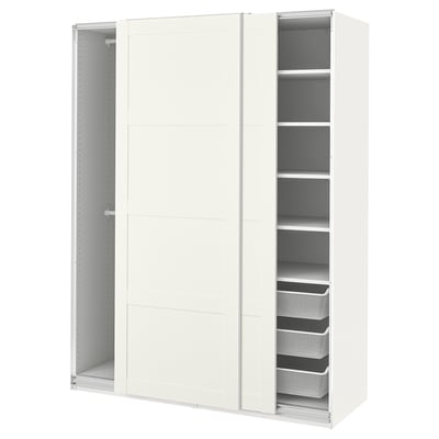 PAX / BERGSBO Wardrobe combination, white/white, 150x66x201 cm