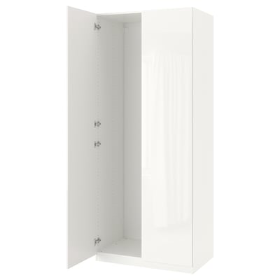 PAX / FARDAL Wardrobe combination, white/high-gloss/white, 100x60x236 cm