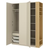 PAX / FORSAND Wardrobe combination, grey-beige grey-beige/oak effect, 170x60x236 cm