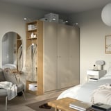 PAX / FORSAND Wardrobe combination, grey-beige grey-beige/oak effect, 170x60x201 cm
