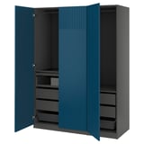 PAX / FYRUDDEN Wardrobe combination, dark grey/blue, 150x60x201 cm