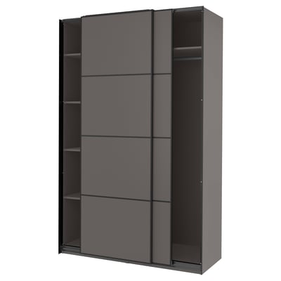 PAX / MEHAMN Wardrobe, dark grey/double sided dark grey, 150x66x236 cm