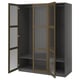 PAX / TONSTAD Wardrobe combination, dark grey brown/stained oak veneer glass, 150x60x201 cm