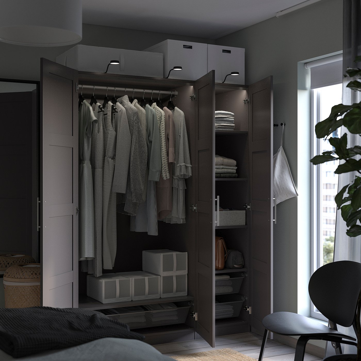 PAX Wardrobe Frame Dark Grey 100x58x201 Cm IKEA PAX Wardrobe Frame Dark Grey 100x58x201 Cm IKEA
