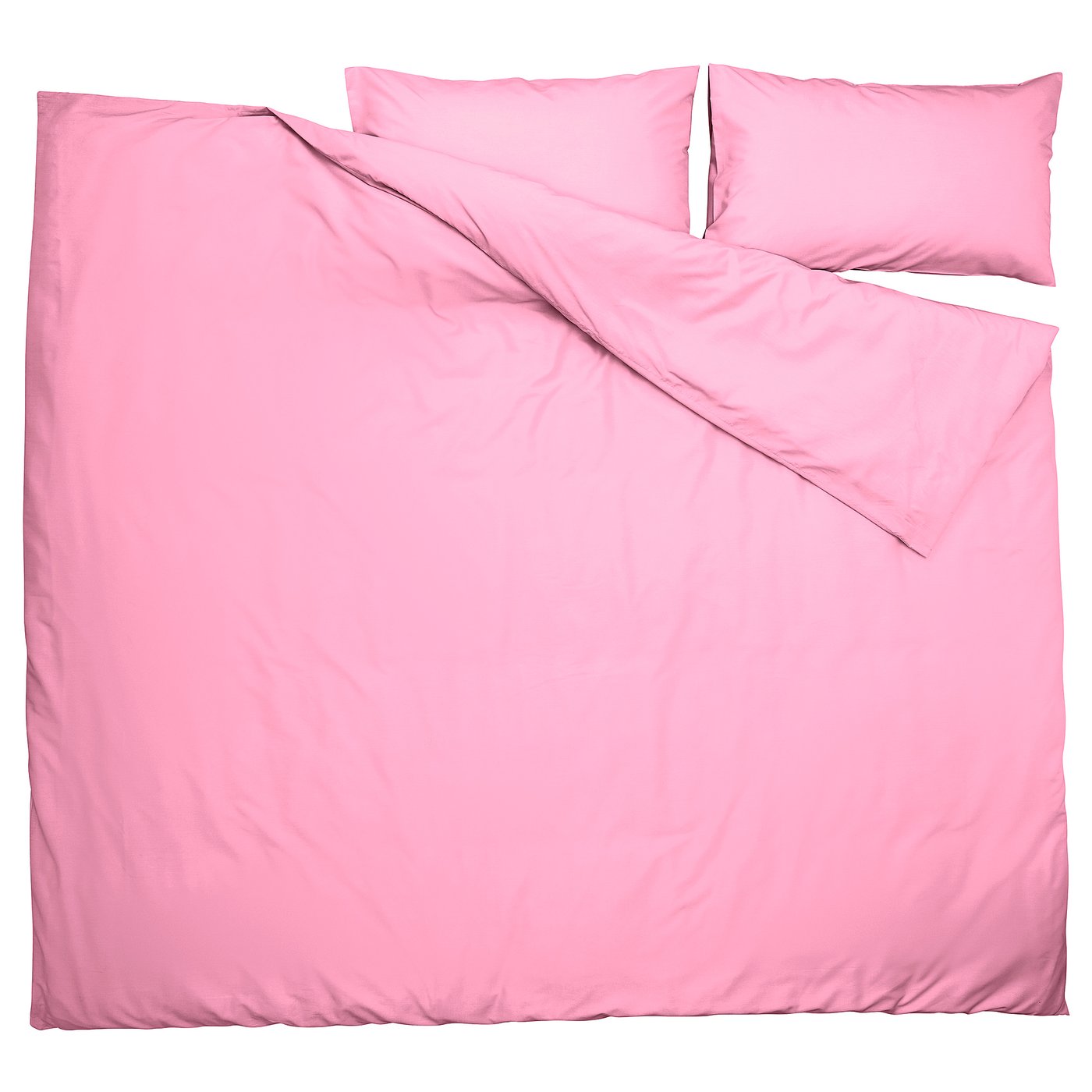 Bright pink duvet & pillow set, soft recycled fabric, simple design.