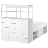 PLATSA Bed frame with 5 door+5 drawers, white/Fonnes white, 140x244x163 cm