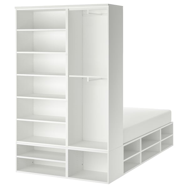PLATSA Bed frame with storage, white, 140x244x223 cm