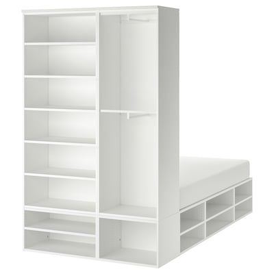 PLATSA Bed frame with storage, white, 140x244x223 cm