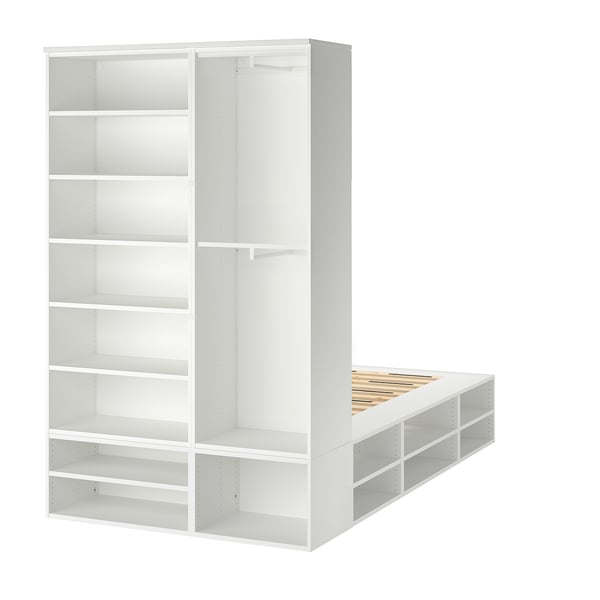 PLATSA Bed frame with storage, white, 140x244x223 cm