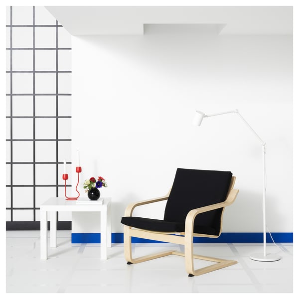 POÄNG Low-back armchair, natural colour/beige/Vissle black