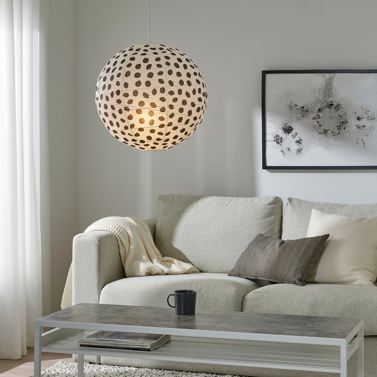REGOLIT Pendant lamp shade, white/black handmade, 45 cm - IKEA