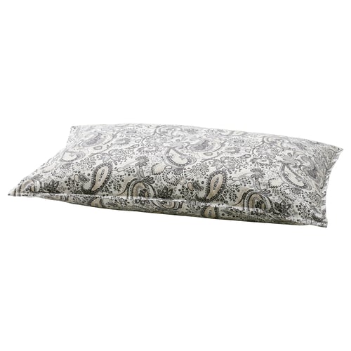 RODGERSIA paisley print pillowcase, beige, cotton-viscose, rectangular pillow, floral pattern.