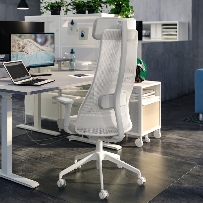 RODULF مكتب متغيّر الارتفاع, رمادي/أبيض, ‎140x80 سم‏ IKEA