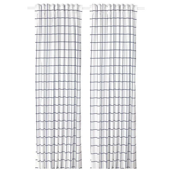 Rosalill Curtains 1 Pair White Blue Ikea