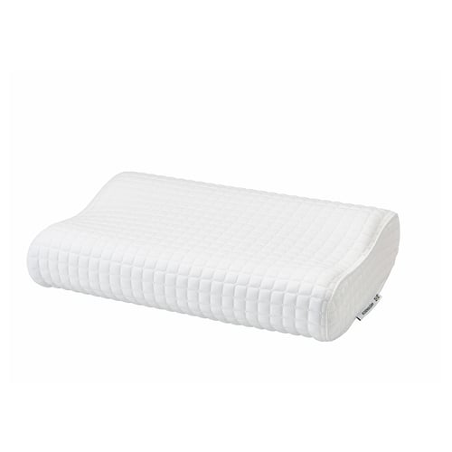 The ROSENSKÄRM ergo pillow, white, contour shape, supportive foam, memory foam, breathable cover.