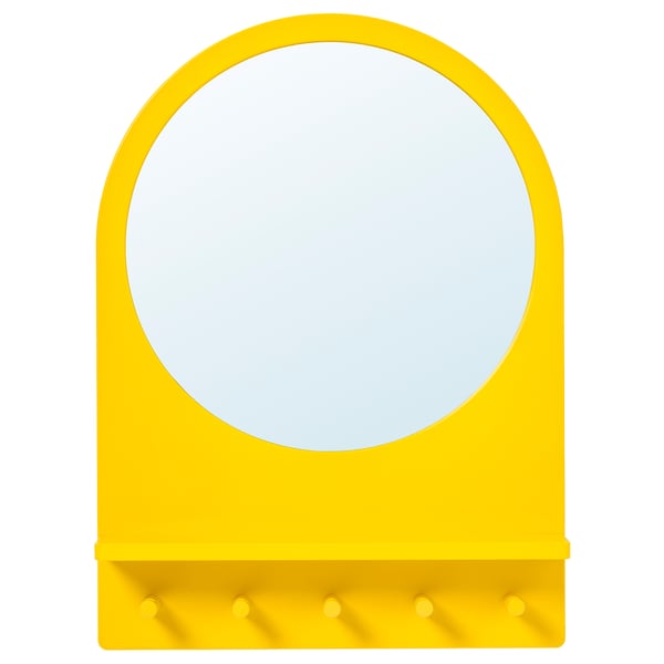SALTRÖD Mirror with shelf and hooks - yellow - IKEA