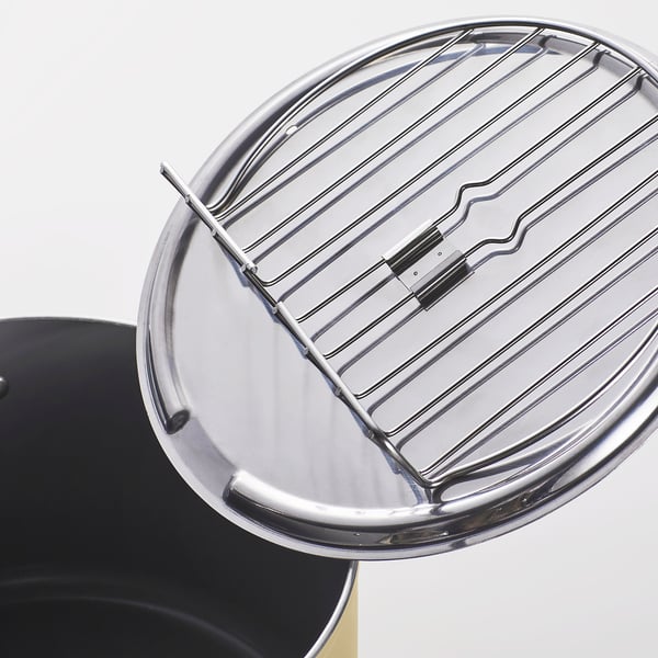 SKÄGGTORSK Frying pot, non-stick coating light beige-green, 4 l