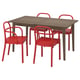 SKANSNÄS / STOCKHOLM 2025 Table and 4 chairs, brown beech/red, 150/205 cm