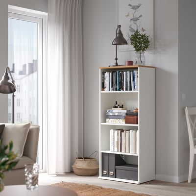SKRUVBY Bookcase, white, 60x140 cm