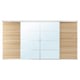 Option: SKYTTA / MEHAMN/AULI Sliding door combination, aluminium/white stained oak effect mirror glass, 401x205 cm