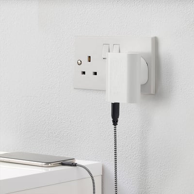 SMÅHAGEL 3-port USB charger, white