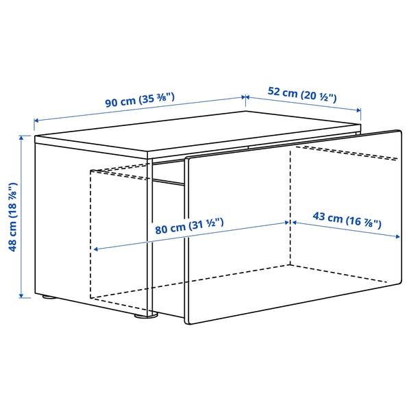 Illustration with measurements for the product: SMÅSTAD.