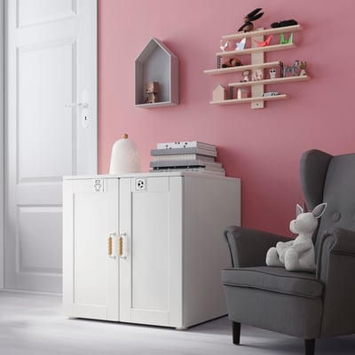 SMÅSTAD / PLATSA Cabinet, white with frame/with 1 shelf, 60x57x63 cm