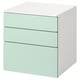 Ikea SMÅSTAD light green 3-drawer chest, square-shaped, smooth finish.