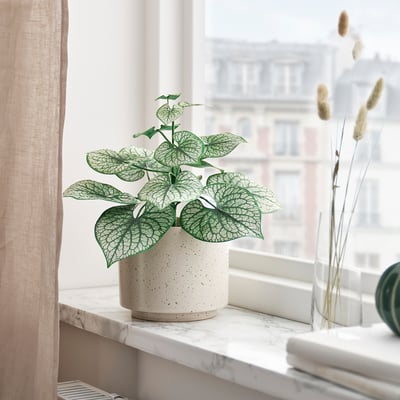 SMÅTÄRNA Artificial potted plant, paper/Brunnera, 12 cm