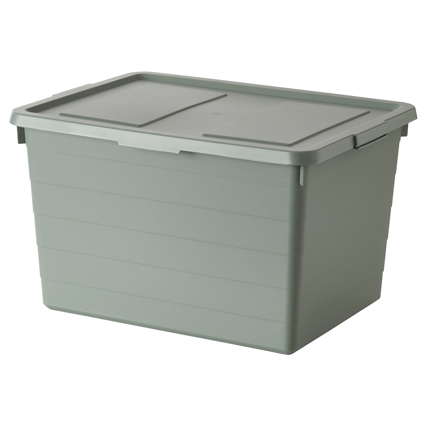 SOCKERBIT storage box with lid, greygreen, 38x51x30 cm IKEA