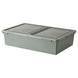 SOCKERBIT Storage box with lid, grey-green, 50x77x19 cm
