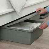 SOCKERBIT Storage box with lid, grey-green, 50x77x19 cm