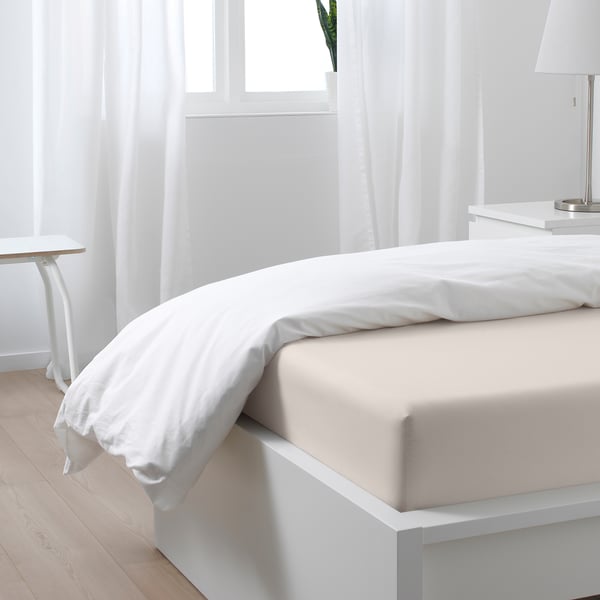 SÖMNTUTA Fitted sheet light beige IKEA