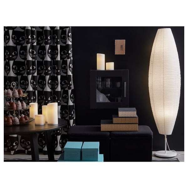 Solleftea مصباح ارضي شكل بيضاوي أبيض Ikea