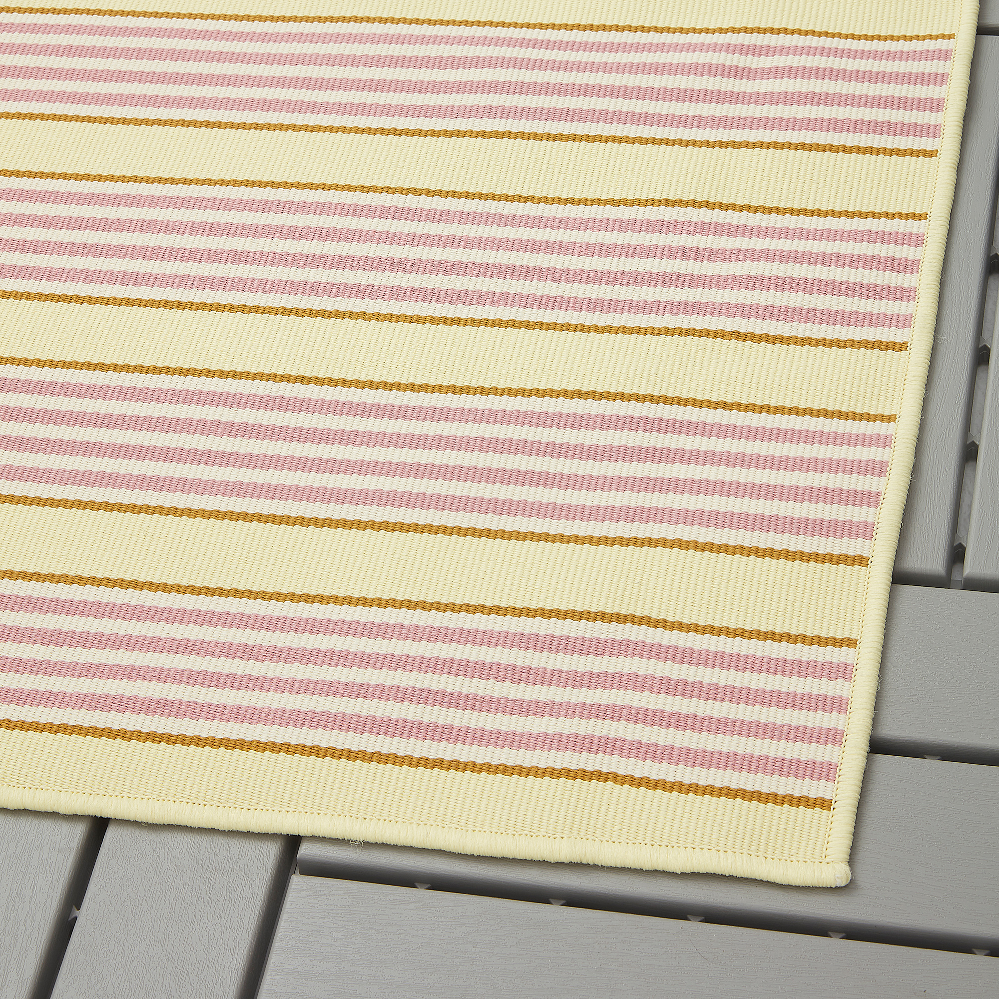 SOMMAR 2020 Rug flatwoven, in/outdoor, striped/pink/yellow, 70x100 cm