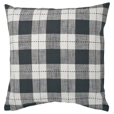 SVAMPFLY cushion, black-white chequered, square, cotton, zip closure.