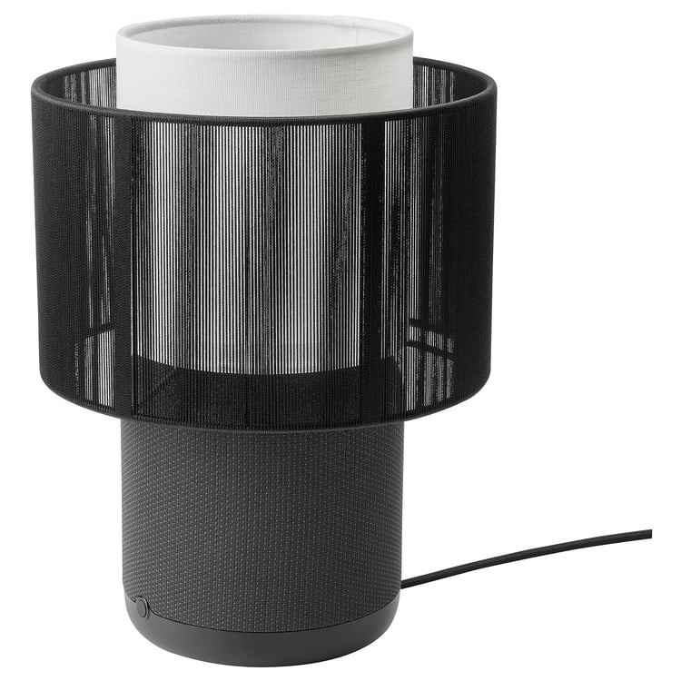 SYMFONISK speaker lamp w WiFi, textile shade, black IKEA