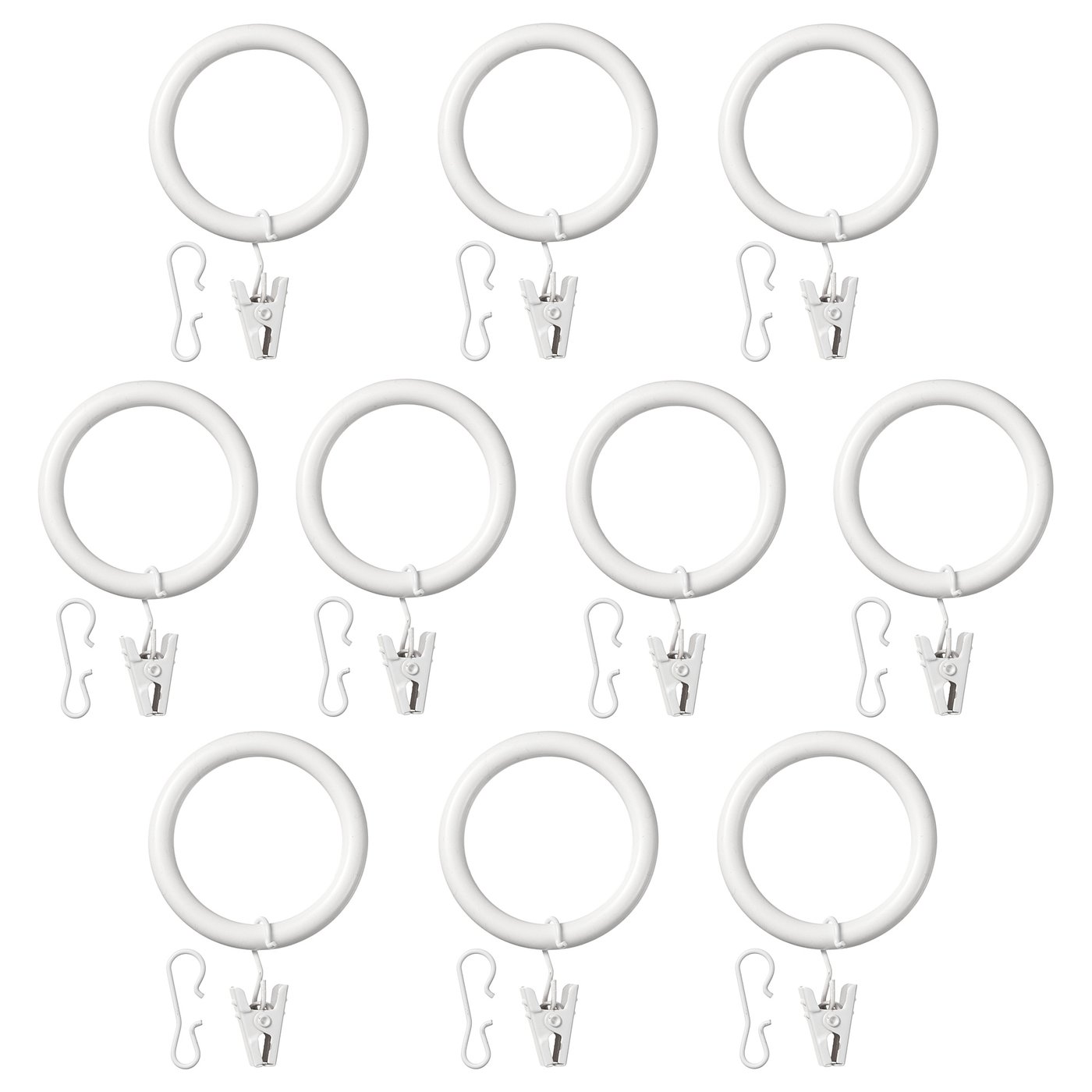 SYRLIG curtain ring with clip and hook, white, 38 mm IKEA