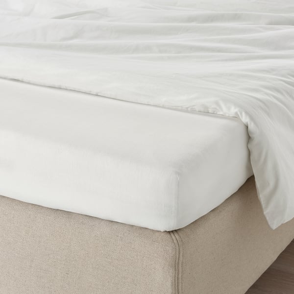 TAGGVALLMO Fitted sheet, white, 90x200 cm