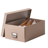 TJOG Storage box with lid, dark beige, 25x36x15 cm