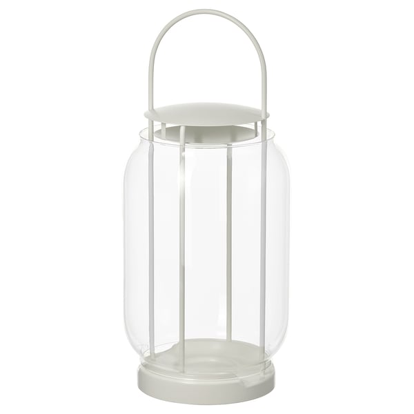 TOFSAND Lantern for pillar candle, in/out, white, 44 cm
