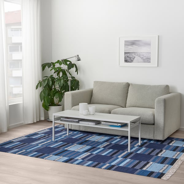 tranget سجاد غزل مسطح صناعة يدوية ألوان متعددة بظلال زرقاء 170x240 سم ikea