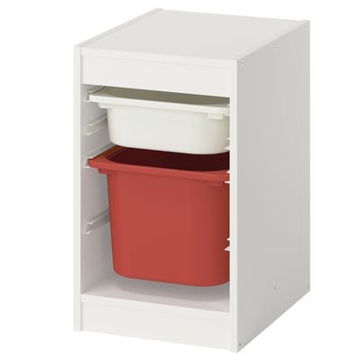 TROFAST Storage combination, white/red, 34x44x56 cm