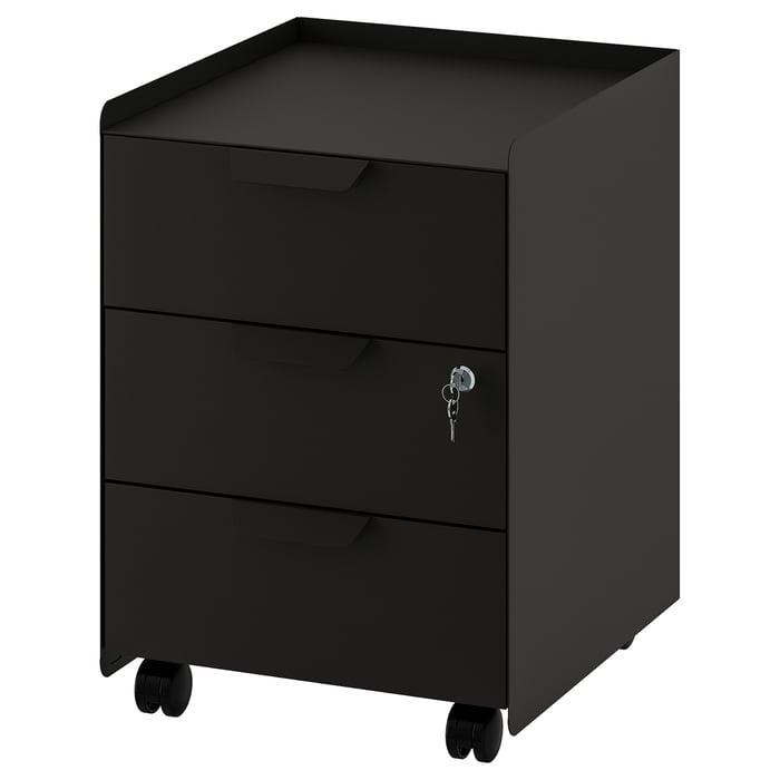 TROTTEN Drawer unit w 3 drawers on castors, anthracite IKEA